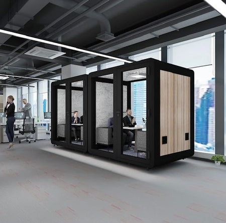 Mobile Soundproof Office Pod for 4–6 People Portable Acoustic Meeting Room with Ventilation, LED Lighting, USB Ports & Wheels