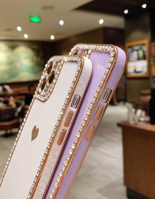 Load image into Gallery viewer, Phone Case Accessories Love Crystal Diamond Edge Electroplating Protective Cover
