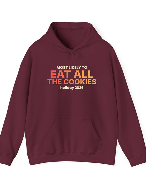 Load image into Gallery viewer, Most Likely To Eat All The Cookies Funny Christmas Hoodie | Family Holiday Sweatshirt | Gift
