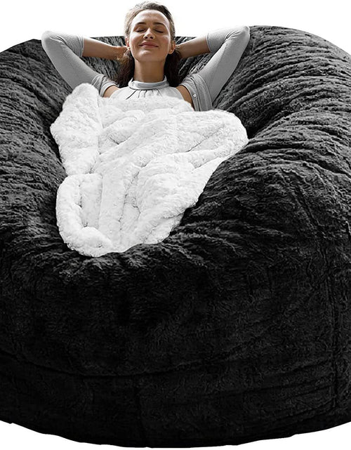 Load image into Gallery viewer, Bag Chair Coverit Was Only A Cover, Not A Full Bean Bag Chair Cushion,Big Round Soft Fluffy PV Velvet Sofa Bed Cover, Living Room Furniture,  Lazy Sofa Bed Cover,5ft Black
