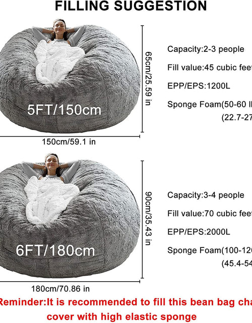 Load image into Gallery viewer, Bag Chair Coverit Was Only A Cover, Not A Full Bean Bag Chair Cushion,Big Round Soft Fluffy PV Velvet Sofa Bed Cover, Living Room Furniture,  Lazy Sofa Bed Cover,5ft Black
