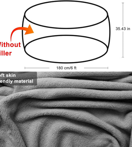 Bag Chair Coverit Was Only A Cover, Not A Full Bean Bag Chair Cushion,Big Round Soft Fluffy PV Velvet Sofa Bed Cover, Living Room Furniture,  Lazy Sofa Bed Cover,5ft Black