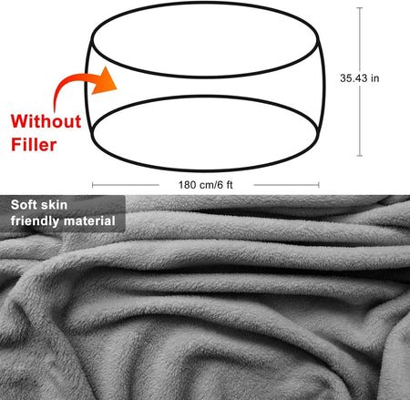 Round Velvet Bean Bag Chair Cover – 5ft, Black (Cover Only)