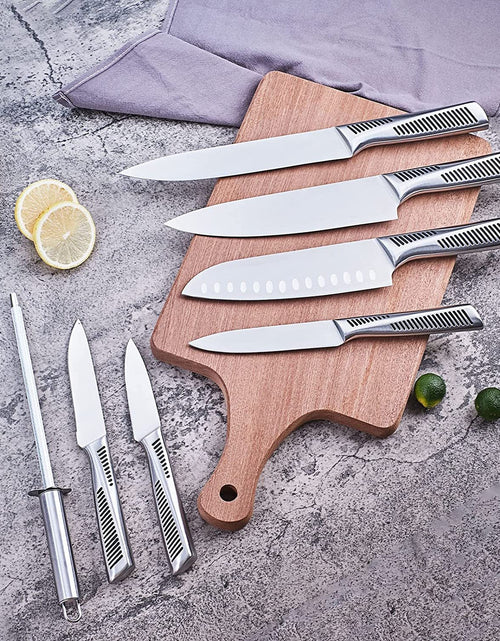 Load image into Gallery viewer, Kitchen Knife Set. LapEasy 15 Piece Knife Sets With Block Chef Knife Stainless Steel Hollow Handle Cutlery With Manual Sharpener
