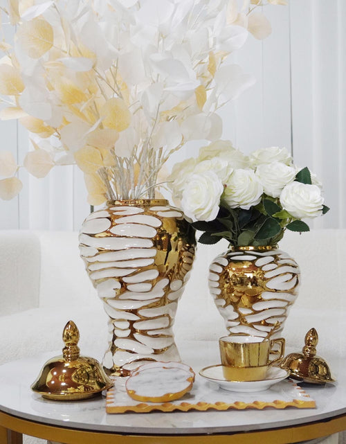 Load image into Gallery viewer, Charming White and Gold Ginger Jar with Removable Lid
