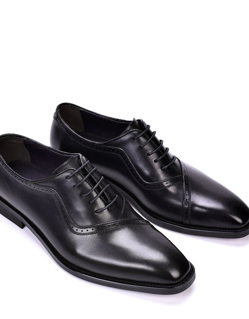 Load image into Gallery viewer, Spring And Autumn Men's Block Leather Shoes With British Pointed Toe
