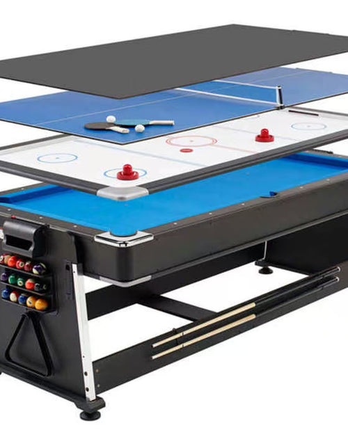 Load image into Gallery viewer, 3-in-1 Convertible Pool Table, 7 Ft, Black, Indoor Outdoor Gaming Table with Air Hockey, Table Tennis, Billiards, Portable Design with No Wheels

