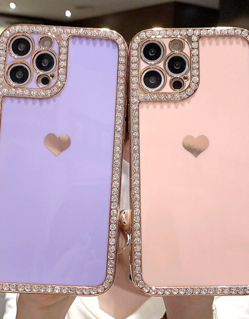 Load image into Gallery viewer, Phone Case Accessories Love Crystal Diamond Edge Electroplating Protective Cover
