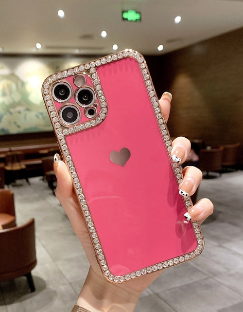 Load image into Gallery viewer, Phone Case Accessories Love Crystal Diamond Edge Electroplating Protective Cover
