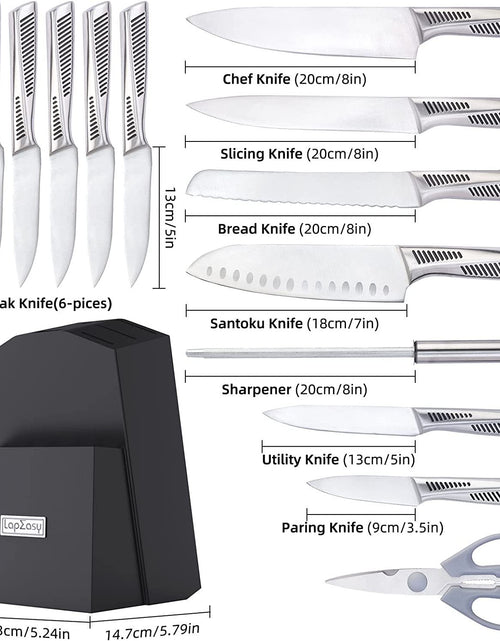Load image into Gallery viewer, Kitchen Knife Set. LapEasy 15 Piece Knife Sets With Block Chef Knife Stainless Steel Hollow Handle Cutlery With Manual Sharpener

