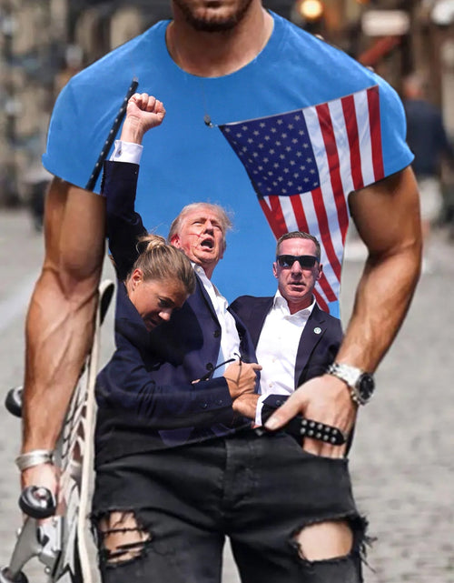 Load image into Gallery viewer, European And American Trump 3D Digital Printing Loose Round Neck Short Sleeve
