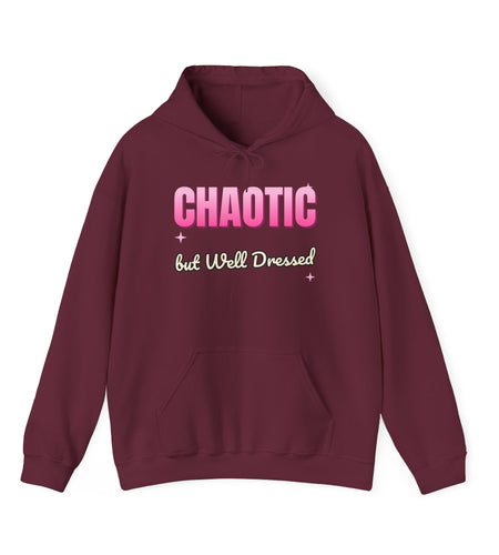 Chaotic but Well Dressed Funny Hoodie | Retro Graphic Hooded Sweatshirt | Sarcastic Gift