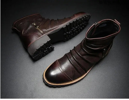 Load image into Gallery viewer, Leather shoes for men cowboy shoes Martin boots
