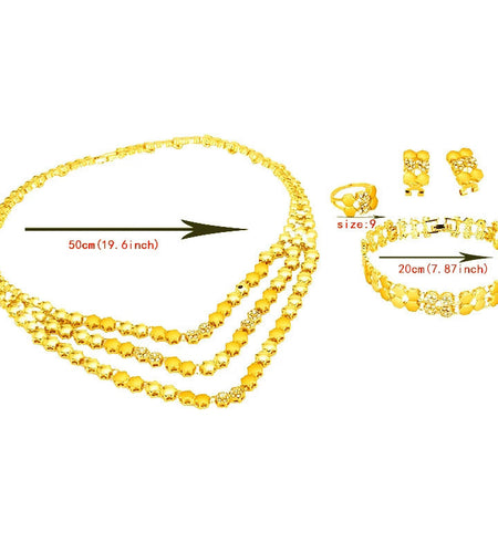Dubai Jewelry Set Women's Gold Necklace Earrings