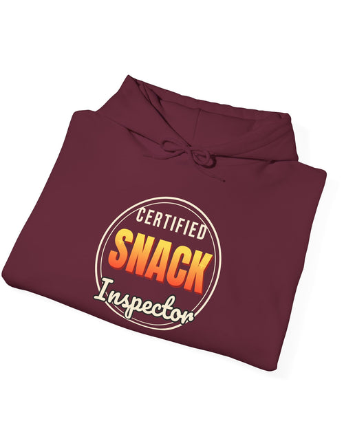 Load image into Gallery viewer, Certified Snack Inspector Funny Hoodie | Retro Graphic Hooded Sweatshirt | Sarcastic Gift
