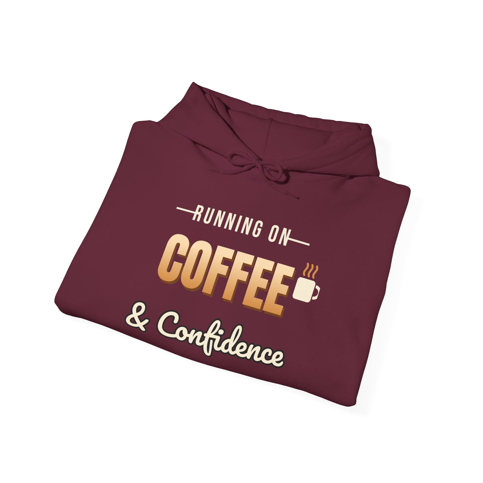 Running on Coffee & Confidence Funny Hoodie | Retro Graphic Hooded Sweatshirt | Sarcastic Gift