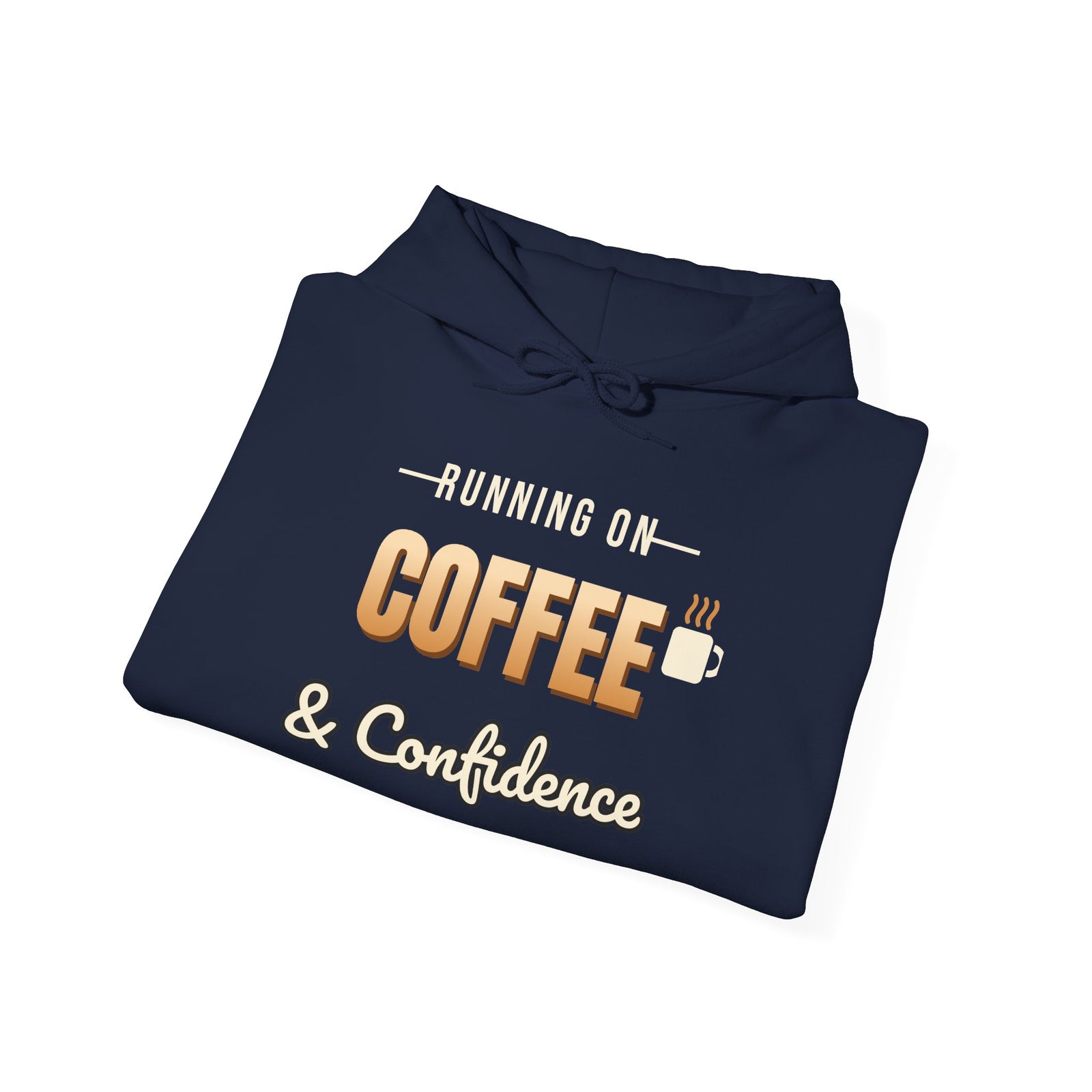 Running on Coffee & Confidence Funny Hoodie | Retro Graphic Hooded Sweatshirt | Sarcastic Gift