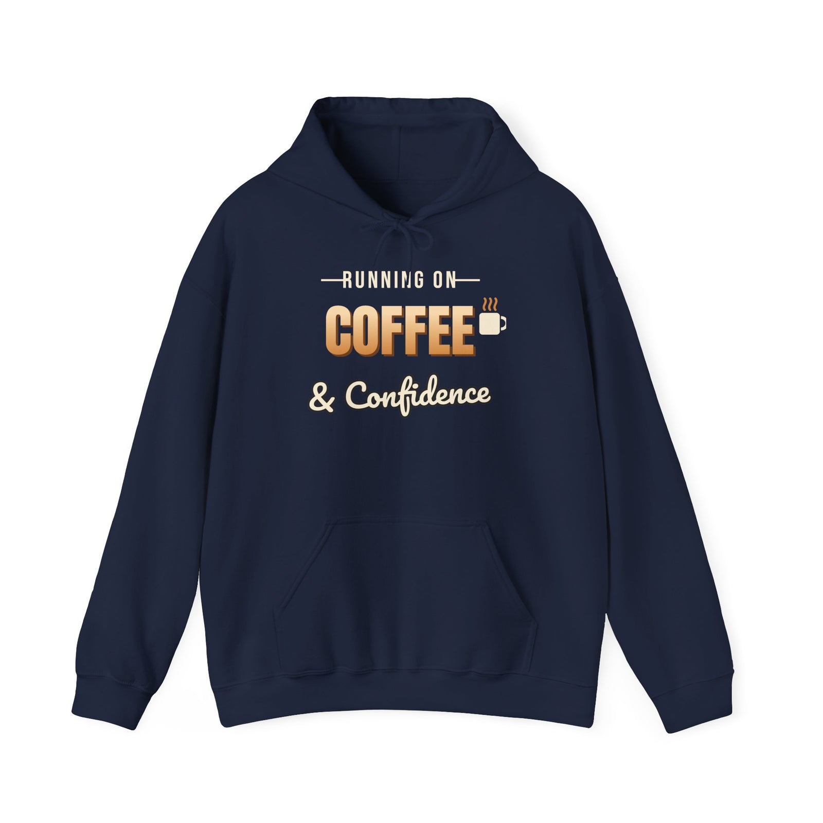 Running on Coffee & Confidence Funny Hoodie | Retro Graphic Hooded Sweatshirt | Sarcastic Gift