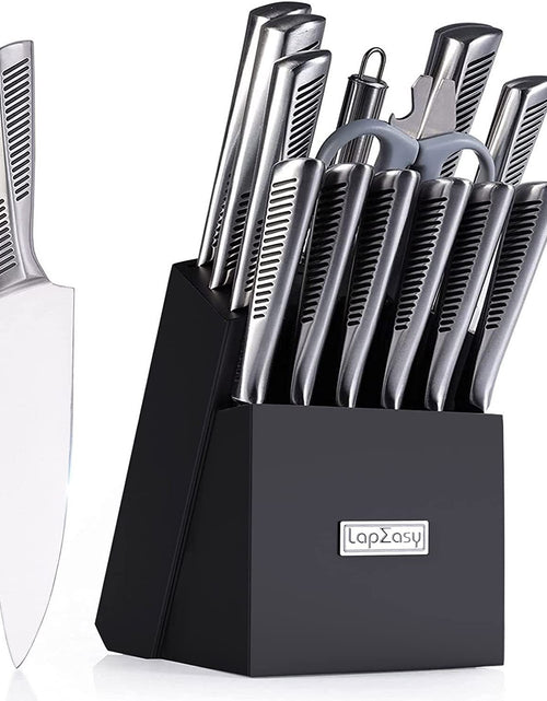 Load image into Gallery viewer, Kitchen Knife Set. LapEasy 15 Piece Knife Sets With Block Chef Knife Stainless Steel Hollow Handle Cutlery With Manual Sharpener
