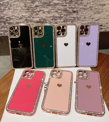 Phone Case Accessories Love Crystal Diamond Edge Electroplating Protective Cover
