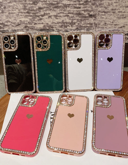 Load image into Gallery viewer, Phone Case Accessories Love Crystal Diamond Edge Electroplating Protective Cover
