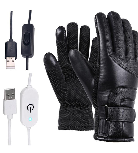 Winter Electric Heated Gloves Windproof Cycling Warm Heating Touch Screen Skiing Gloves