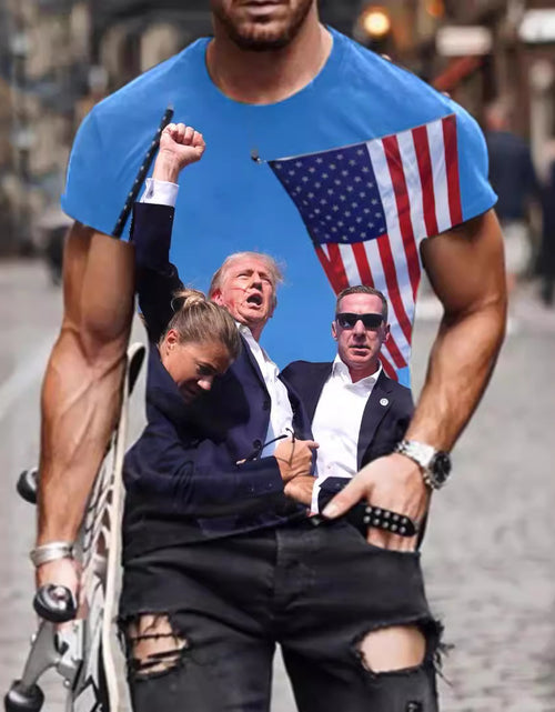 Load image into Gallery viewer, European And American Trump 3D Digital Printing Loose Round Neck Short Sleeve
