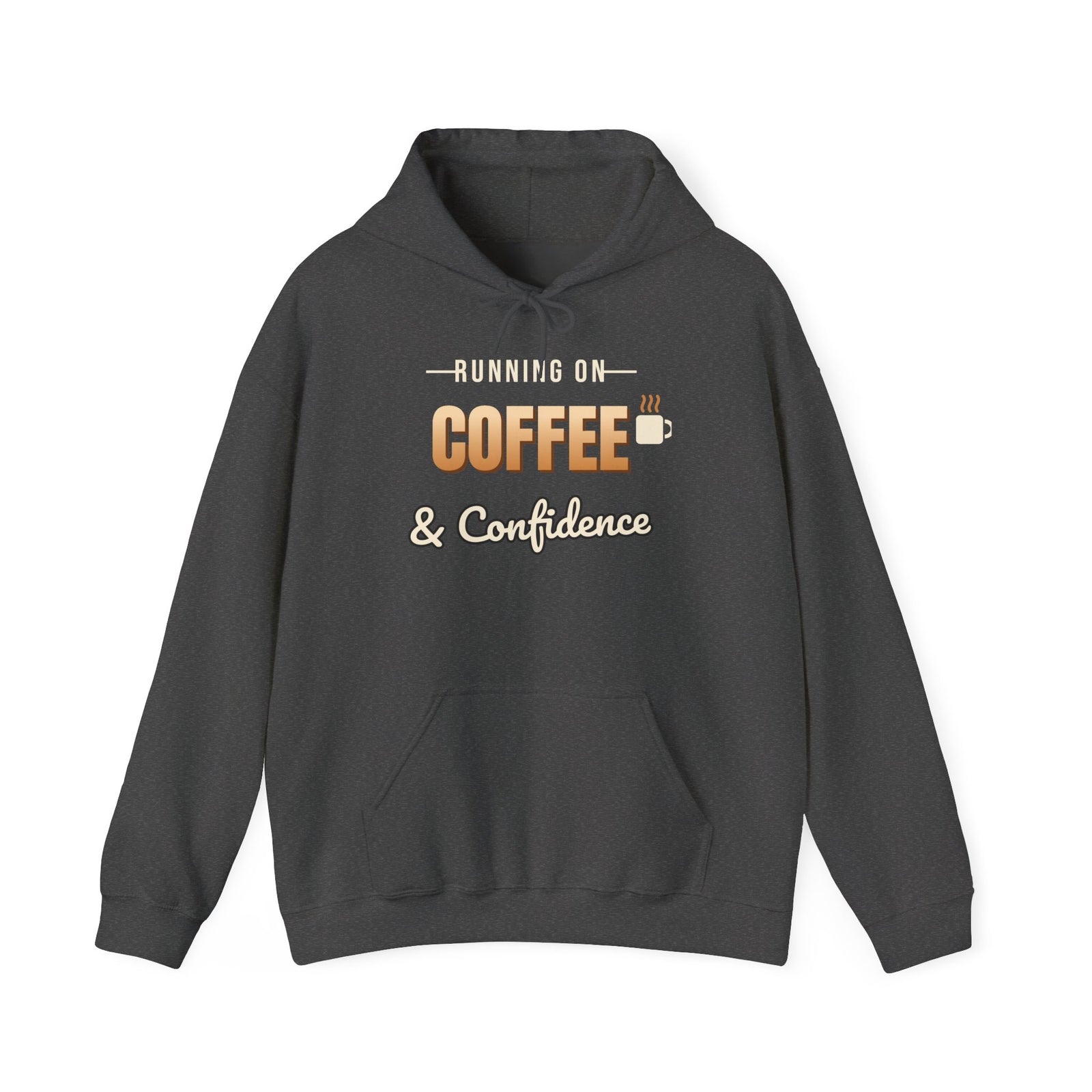 Running on Coffee & Confidence Funny Hoodie | Retro Graphic Hooded Sweatshirt | Sarcastic Gift