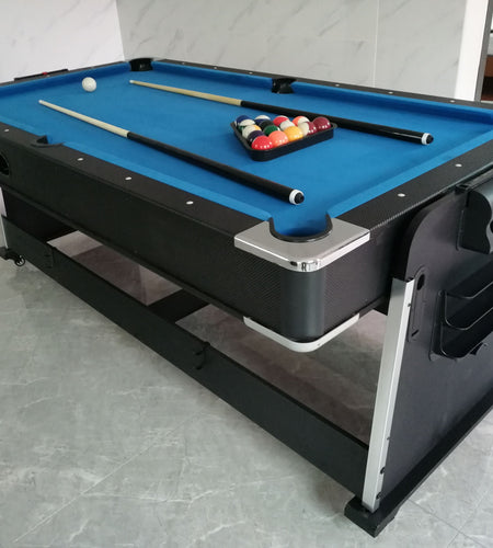 3-in-1 Convertible Pool Table, 7 Ft, Black, Indoor Outdoor Gaming Table with Air Hockey, Table Tennis, Billiards, Portable Design with No Wheels