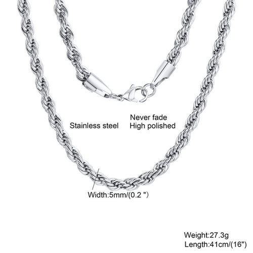 Load image into Gallery viewer, Men's Long Stainless Rope Necklace
