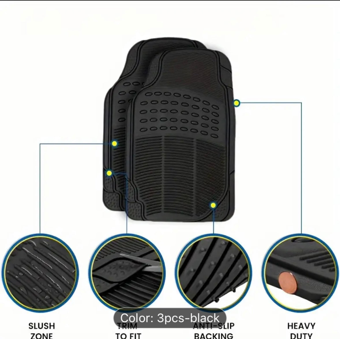 3 PCS Universal Weather mats for van suv cars