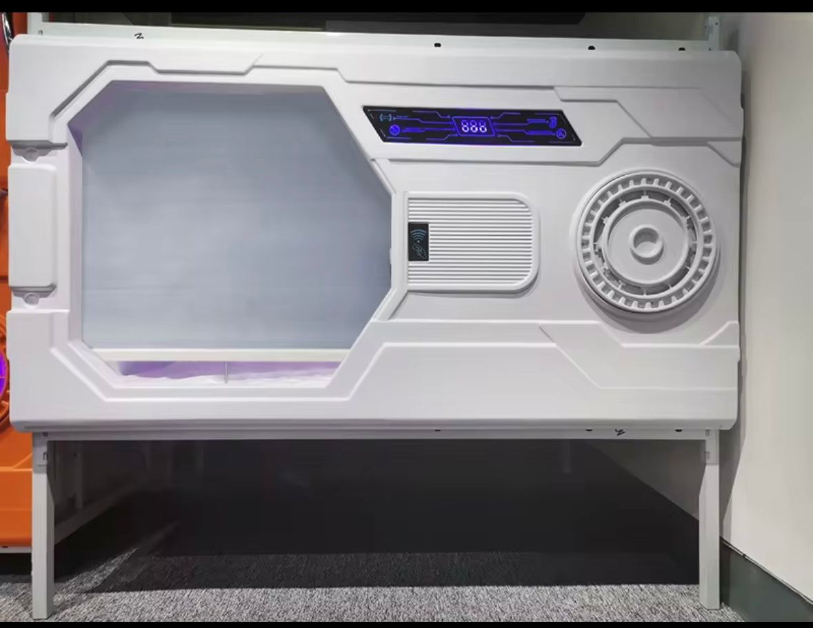 Sleeping Pod Capsule Bed with Digital Display, Sound Proof Design,Includes Matress (White), Indoor Use