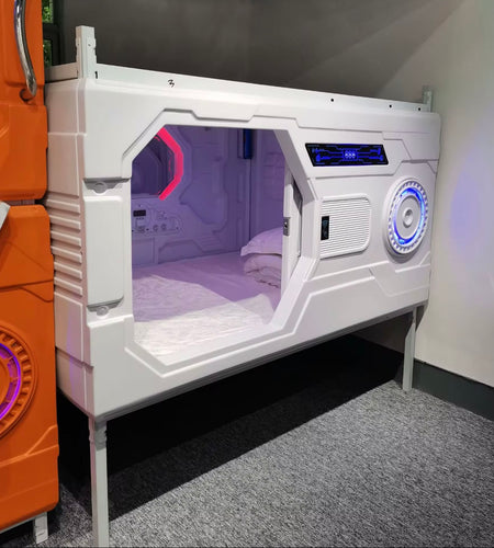 Sleeping Pod Capsule Bed with Digital Display, Sound Proof Design,Includes Matress (White), Indoor Use