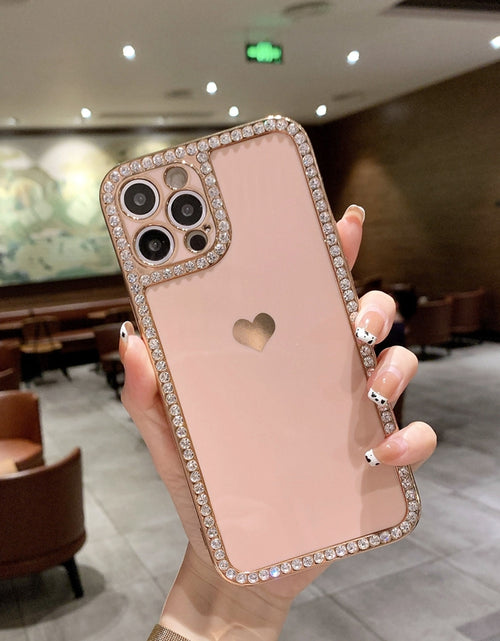 Load image into Gallery viewer, Phone Case Accessories Love Crystal Diamond Edge Electroplating Protective Cover
