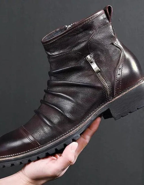 Load image into Gallery viewer, Leather shoes for men cowboy shoes Martin boots
