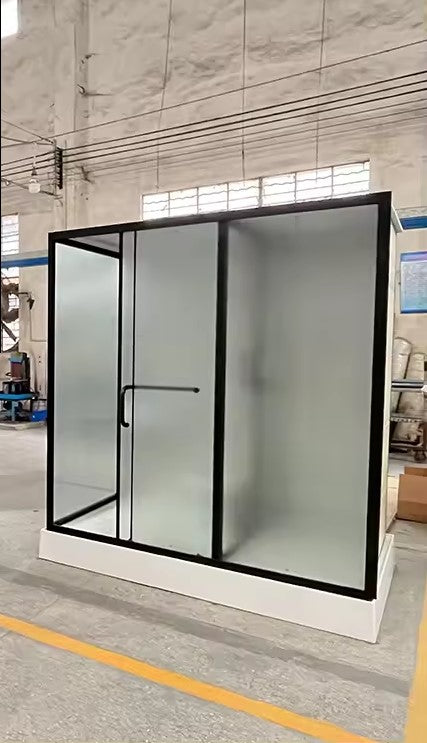 Prefab Bathroom Pod, Shower Room with Toilet, Sink, LED Light, Easy Install