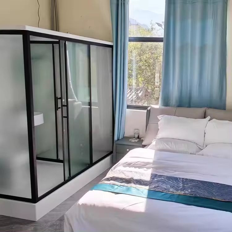 Prefab Bathroom Pod, Shower Room with Toilet, Sink, LED Light, Easy Install