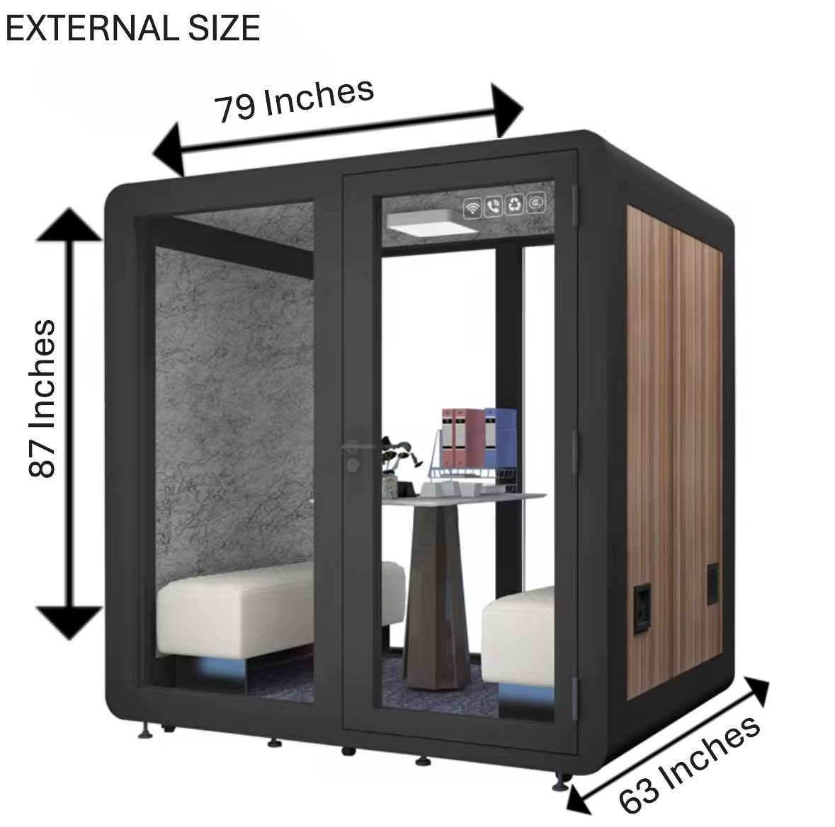 Mobile Soundproof Office Pod for 4–6 People  Portable Acoustic Meeting Room with Ventilation, LED Lighting, USB Ports & Wheels