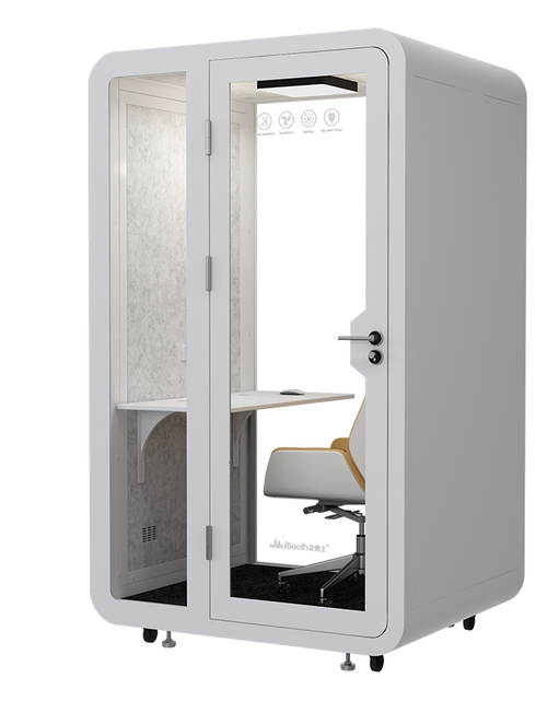 Load image into Gallery viewer, Mobile Office Pod Booth, Sound Proof, Steel Frame, Sound-Absorbing Materials, Tempered Glass, LED Light, Fans, USB Ports, Desk, 110V-250V Power.

