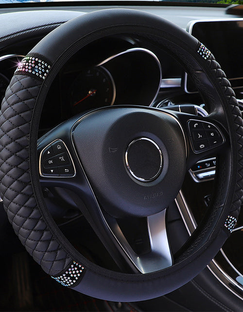 Load image into Gallery viewer, Leather Embroidered Three-dimensional Color Diamond-embedded Car Steering Wheel Cover Without Inner Ring
