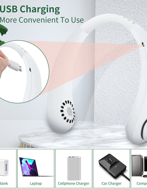 Load image into Gallery viewer, Hanging Neck Fan Portable Cooling Fan USB Leafless 360 Degree Neckband Fan 78 Surround Air Outlets 4000Mah Rechargeable
