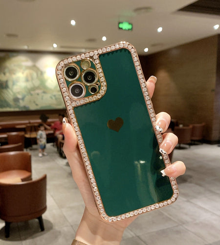 Phone Case Accessories Love Crystal Diamond Edge Electroplating Protective Cover