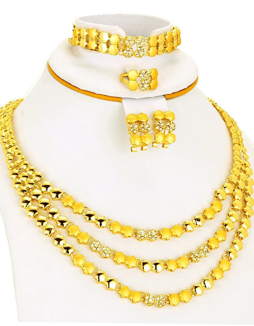 Load image into Gallery viewer, Dubai Jewelry Set Women's Gold Necklace Earrings
