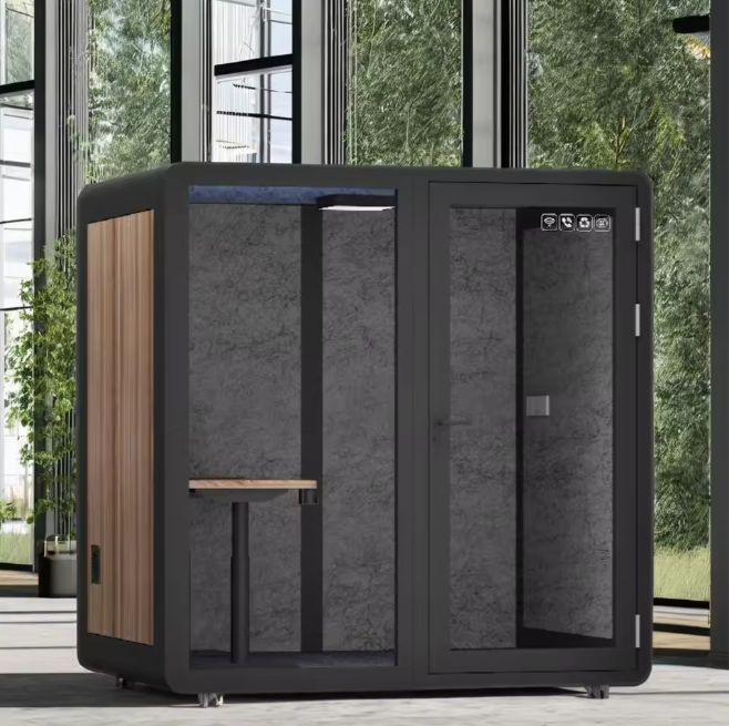Mobile Soundproof Office Pod for 4–6 People  Portable Acoustic Meeting Room with Ventilation, LED Lighting, USB Ports & Wheels