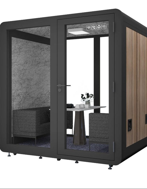 Load image into Gallery viewer, Mobile Soundproof Office Pod for 4–6 People  Portable Acoustic Meeting Room with Ventilation, LED Lighting, USB Ports &amp; Wheels
