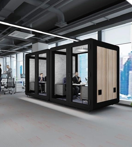 Mobile Soundproof Office Pod for 4–6 People  Portable Acoustic Meeting Room with Ventilation, LED Lighting, USB Ports & Wheels