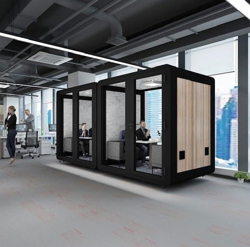 Load image into Gallery viewer, Mobile Soundproof Office Pod for 4–6 People  Portable Acoustic Meeting Room with Ventilation, LED Lighting, USB Ports &amp; Wheels
