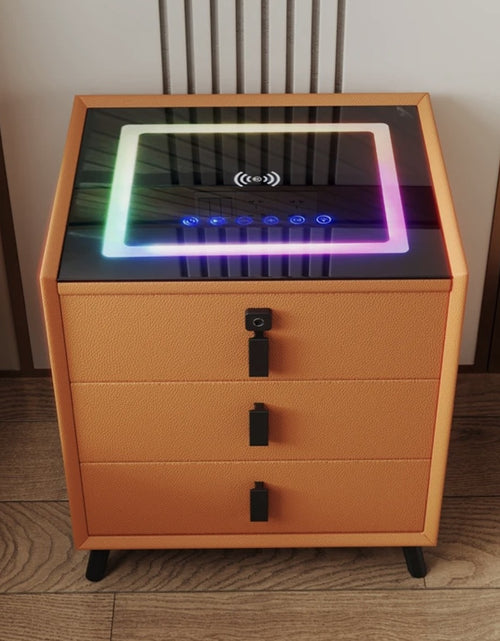 Load image into Gallery viewer, 2 Smart Nightstand with Wireless Charging, 4 Bluetooth Speakers, LED Lights, Fingerprint Lock, 3 Drawers
