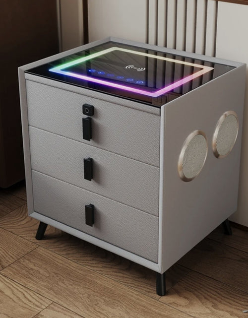 Load image into Gallery viewer, 2 Smart Nightstand with Wireless Charging, 4 Bluetooth Speakers, LED Lights, Fingerprint Lock, 3 Drawers
