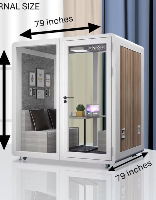 Load image into Gallery viewer, Sound Proof Mobile Office Pod Booth, Best for 4-6 People, Glass Door LED Lights, Includes Furniture &amp; Table. Best for Private Meeting, Office, Phone Call, Piano, Study, Sleep &amp; More (Large White)
